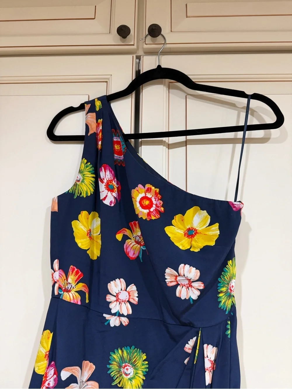 J. Crew Navy Silk One-Shoulder Floral Wrap Dress (121)